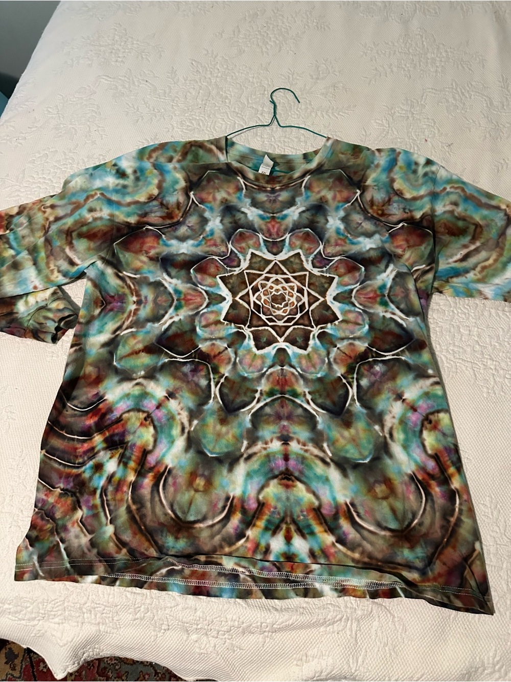 Tultex Tie-Dye Crewneck Tee - Teal, Brown, Blue